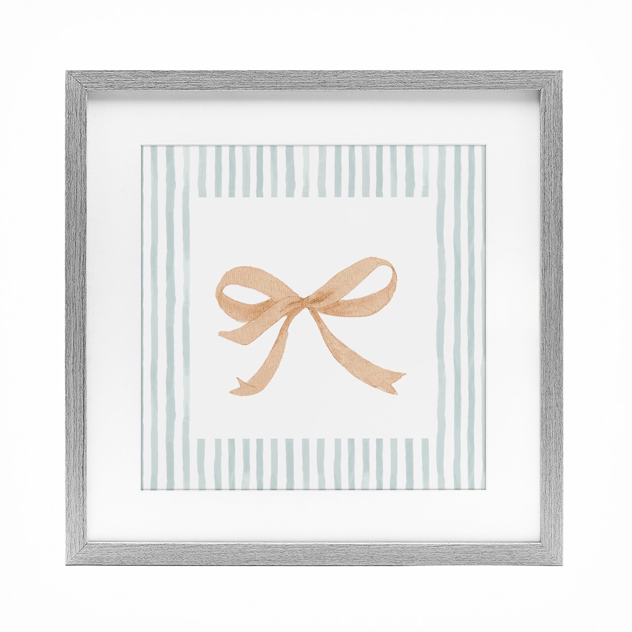 Stupell Industries Chic Bow with Striped Border Framed Print Under Glass, design by PATRICIA PINTO